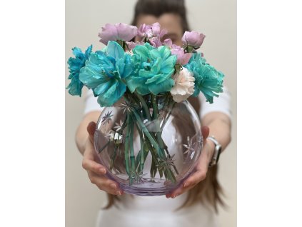 Koule broušená, foukaná váza 18cm