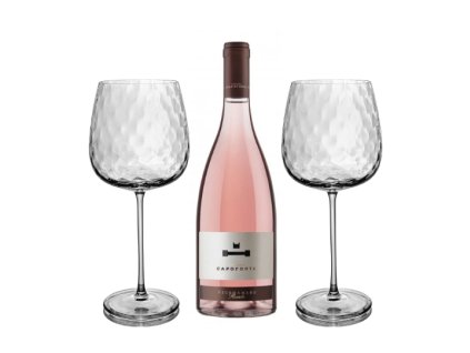 Capoforte víno a sklenice Cínie na víno Růžové 2